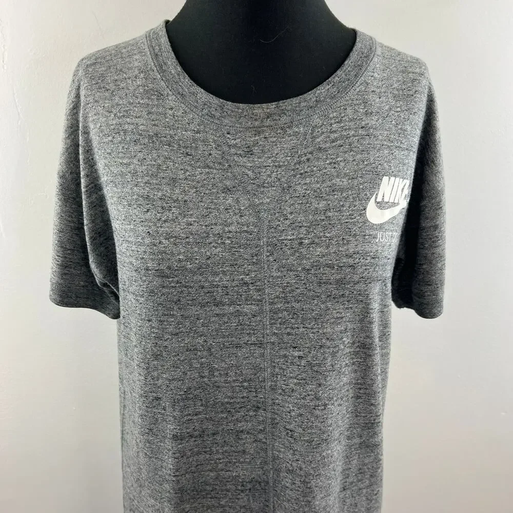 NIKE Gray Organic Cotton Short Sleeve Crewneck Casual Gym Shirt Dress Size M